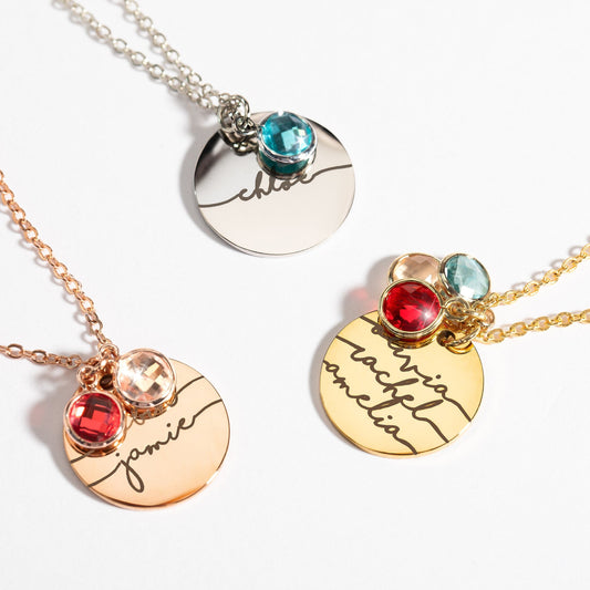 Handwriting Birthstone Name Necklace