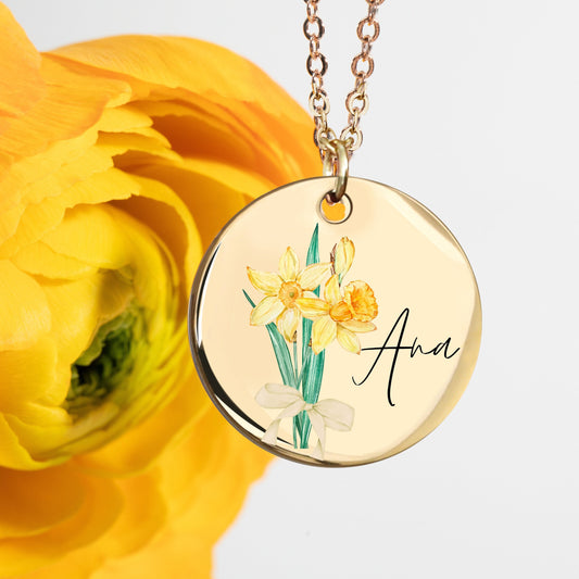 Birth Flower Name Necklace