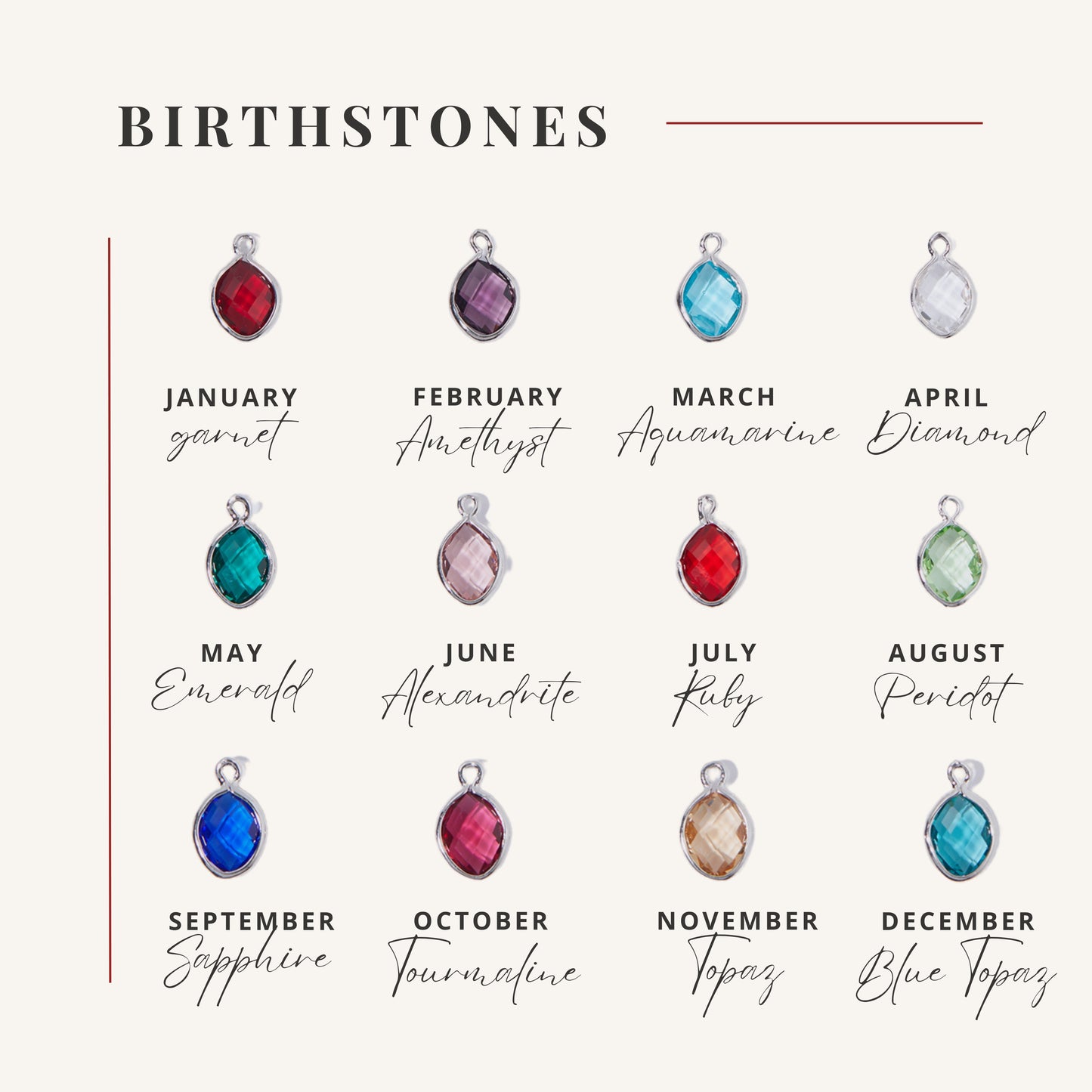 Oval Birthstone Charm